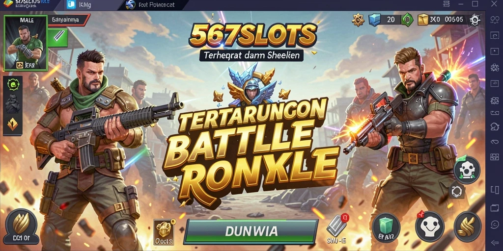 Tampilan gameplay mendebarkan di 567SLOTS Battle Royale.