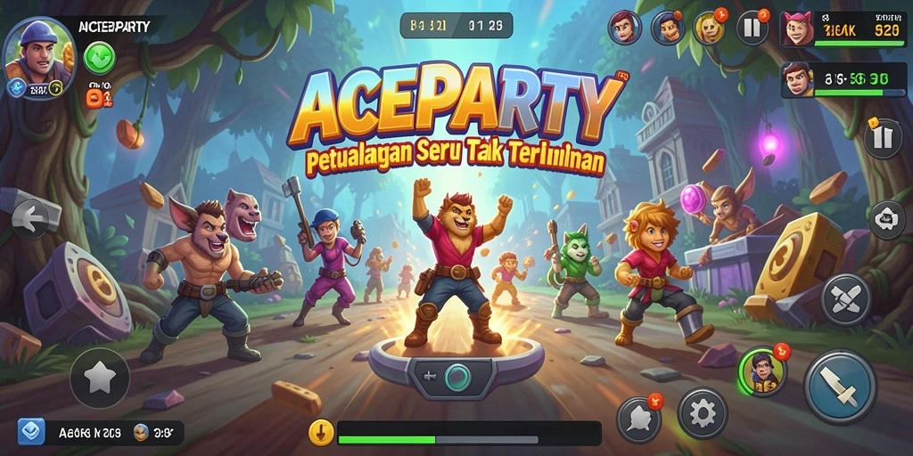 Tangkapan layar utama dari <strong>ACEPARTY</strong> yang menunjukkan aksi mendebarkan di dunia petualangan.
