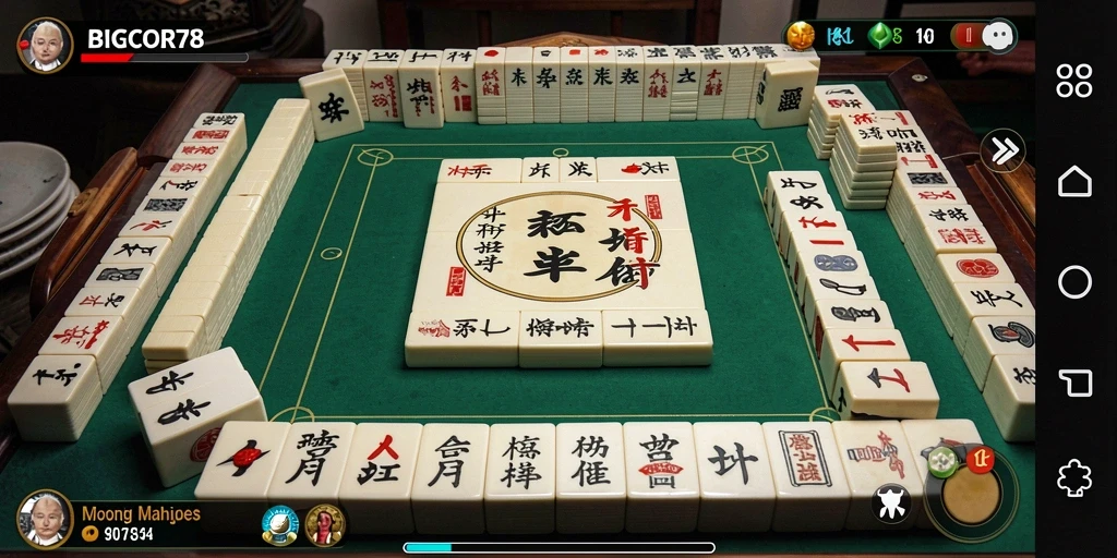 Tampilan gameplay seru dari BIGCOR78 dengan aksi cocokkan ubin Mahjong.