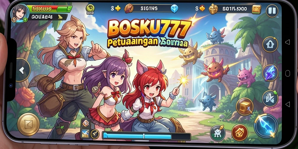 Tampilan gameplay seru dalam dunia Anime yang penuh warna.