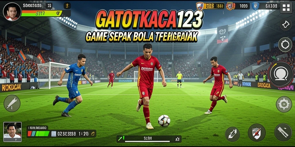 Tampilan gameplay yang mengesankan di GATOTKACA123, siap untuk aksi sepak bola.