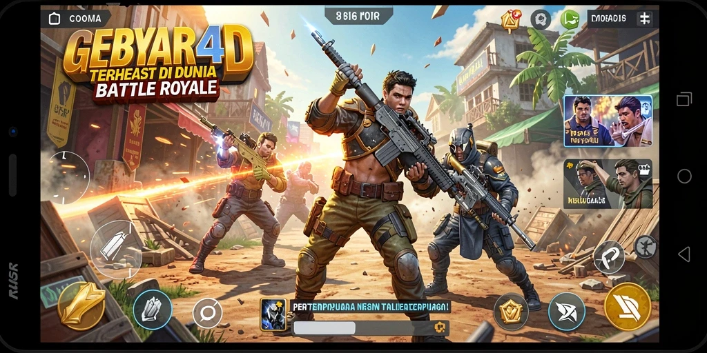 Tampilan gameplay seru di GEBYAR4D dengan adu strategi Battle Royale.