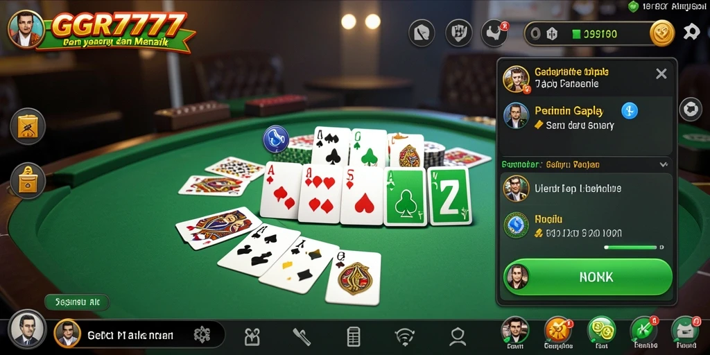 Screenshot gameplay GGR7777 yang menampilkan intensitas permainan Gaple.
