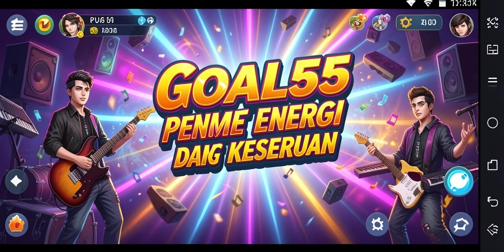 Screenshot gameplay GOAL55 dengan musik yang menyenangkan.