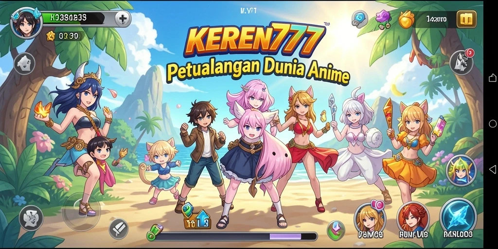 Tampilan gameplay seru KEREN777 dalam dunia anime.
