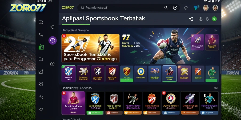 Tampilan layar utama ZORO77 saat bertaruh pada pertandingan olahraga.